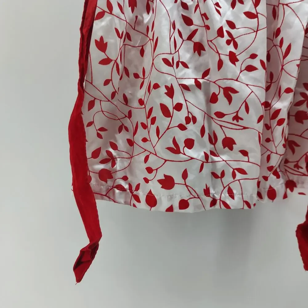 Park Bench Kids 4T Girls White Red Flocked Print Dress Bow